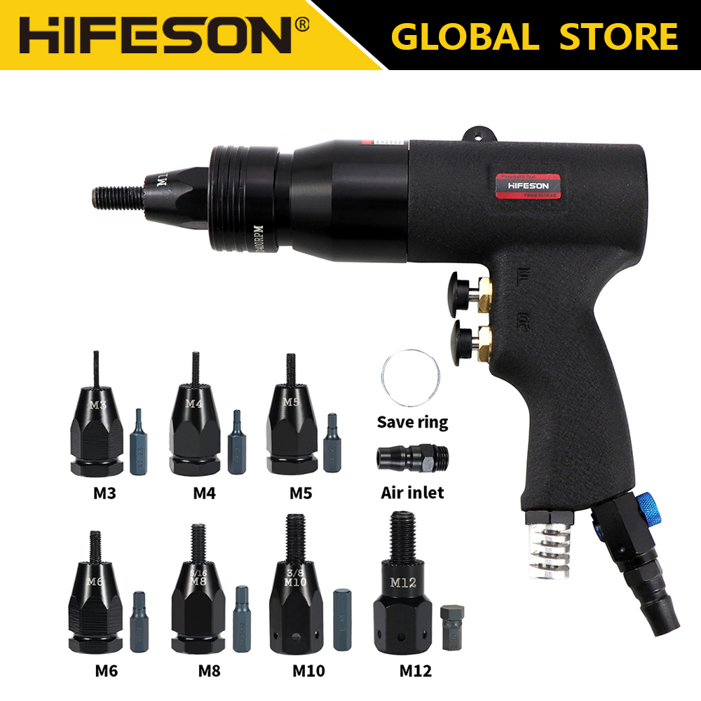 Rivet Gun Air - HIFESON Selbstsichernde pneumatische Nietmutternpistolen, Einsatzgewinde-Zug-Setter, Nietmaschinen
